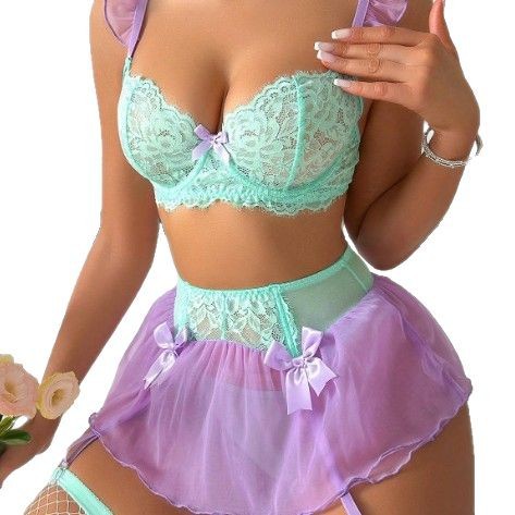 Lace Bralette Set - Vrouwen sexy kant erotische set strik