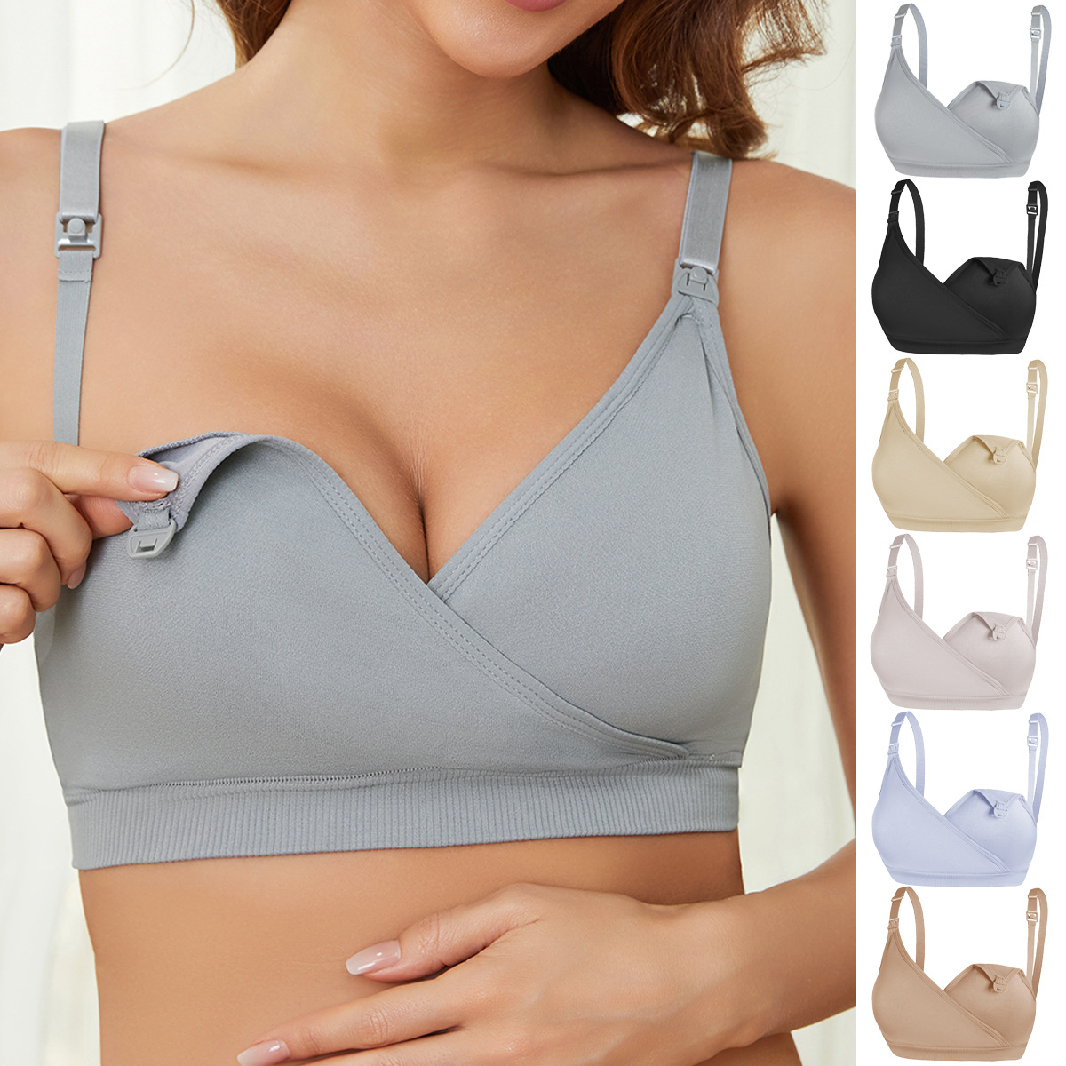 Nursing Bra Clip - Draadvrije zwangerschapsvoedingsbeha Nylon Naadloze voorsluiting Borstvoeding