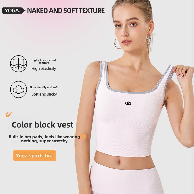 Plunge Bra Push Up - Dames Zomer Geribbelde Yoga Tanktop Met
